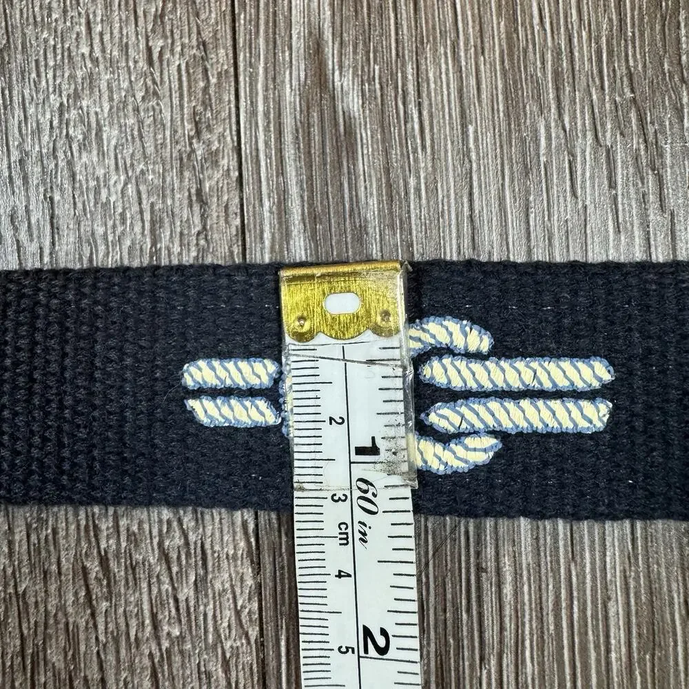 REEL POINT Nautical Belt sailboats and sailor/rope knots 38 Navy Blue